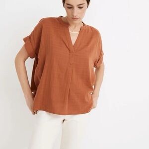 Madewell Terracotta V-Neck Blouse